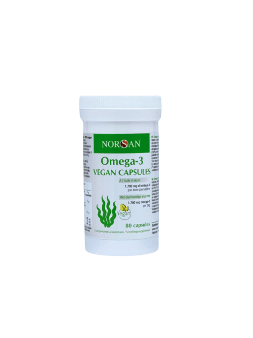 Omega-3 Vegan Capsules - plantaardige omega-3 supplement, rijk aan EPA en DHA, ter ondersteuning van hart, hersenen en gezichtsvermogen.