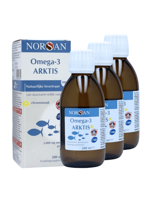 NORSAN Omega-3 Arktis Olie 3-Pack – Voordeelverpakking pure Arctische levertraan met 2.000 mg omega-3 en vitamine D3